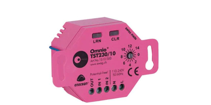 Omnio Funk-Tasterschnittstelle EnOcean TST230/10 2-Kanal, Farbe: Pink, Produkttyp: Schnittstellen und IO-Module, Protokoll: enOcean, Systemkommunikation: Wireless, System-Kompatibilität: Keine