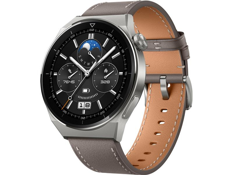 WATCH GT3 PRO 46MM GREY TITANIUM CASE/GRAY LEATHER STRAP  NMS IN ACCS