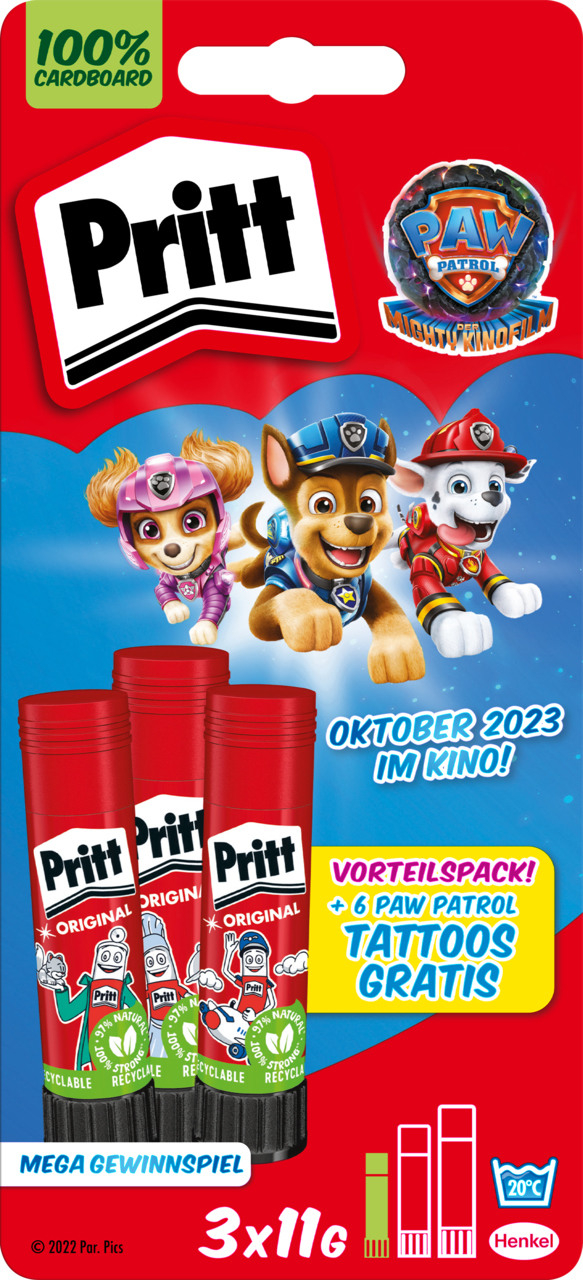 PRITT Klebestift 11g 900340 Paw Patrol Edition 3er Pack