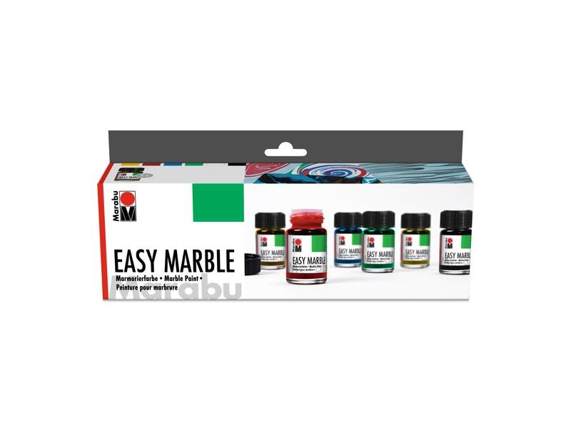 Marabu Marmorierfarbe Easy Marble Starter 6 x 15 ml, Art: Marmorierfarbe, Farbe: Mehrfarbig, Set: Ja, Verpackungseinheit: 6 Stück
