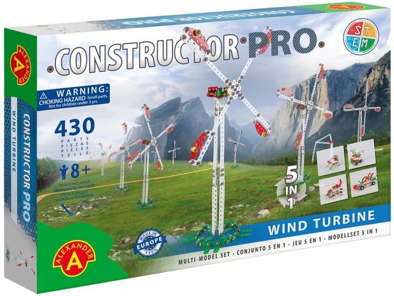 Alexandertoys Baukasten Constructor Pro: Bausataz 5-in-1 «Windturbine», Altersempfehlung ab: 8 Jahren, Material: Kunststoff, Metall, Anzahl Teile: 430 Teile