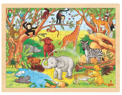 Goki Puzzle Einlegepuzzle Afrika, Altersempfehlung ab: 3 Jahren, Effekte: Grosse Puzzleteile, Anzahl Teile: 48, Motive: Tiere, Puzzletyp: Kinderpuzzle